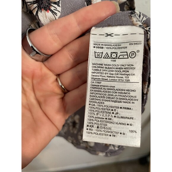 Banana Republic Women Gray Floral Long Sleeve Blouse Size Small Office Career - Picture 7 of 9